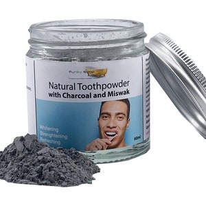 Charcoal and Miswak Natural Tooth Powder, 60ml