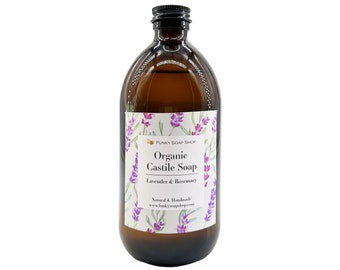 Organic Liquid Castile Soap With Lavender And Rosemary, 1 Glass Bottle Of 500ml