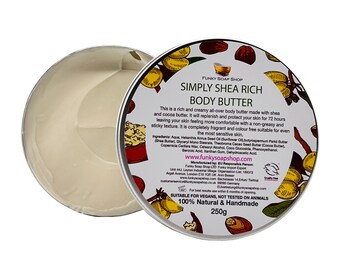 Simply Shea Rich Body Butter, 100% Natural & Handmade, Plastic Free Aluminium Tin