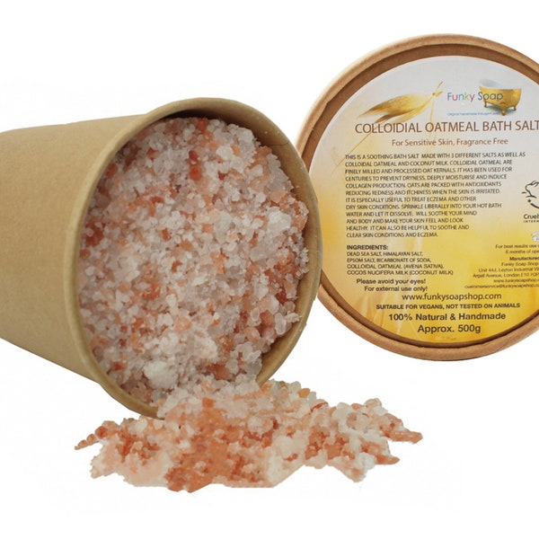 Colloidal Oatmeal Bath Salts, Sensitive Skin, Kraft Tub of 500g