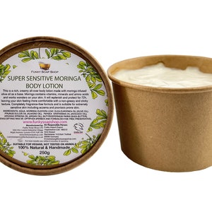 Super Sensitive Moringa Body Lotion, Fragrance Free, Kraft Tub 250g, Plastic Free image 1