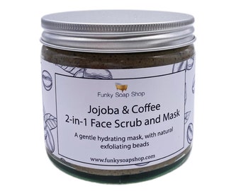 Jojoba & Coffee 2-in-1 Face Scrub and Mask, Glass Jar 250ml / 120ml