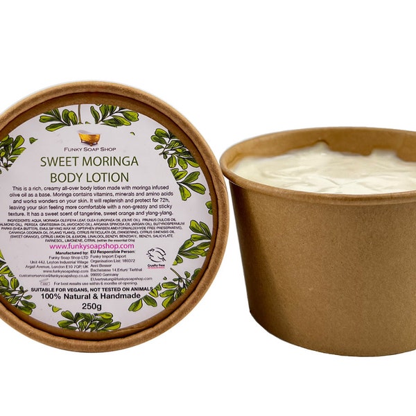 Sweet Moringa Body Lotion, Kraft Tub 250g, Plastic Free