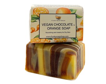 Vegan Chocolate & Orange Soap Bar 100% Natural Handmade, 120g