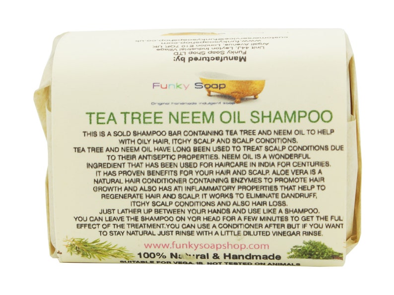 1 piece Tea Tree Neem Oil Shampoo Bar 100 Natural Handmade Etsy