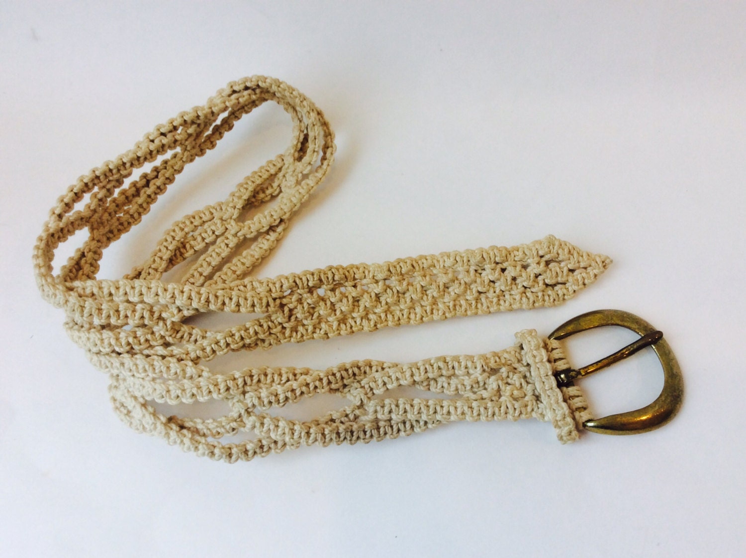 Yarn Woven Belt with Solid Brass Belt Buckle Braided Fabric Etsy
