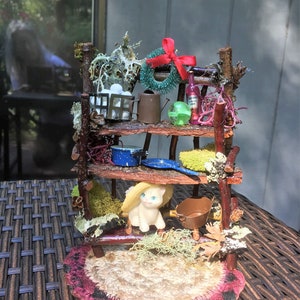 Rustic Fairy Cupboard Hutch Shelves Storage Rack