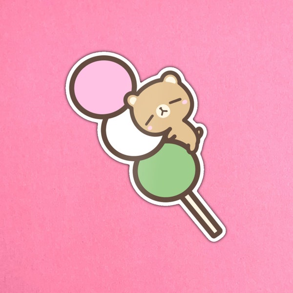 Mr. Bear Dango Sticker - Kawaii, Easy Peel, Japanese Sweets, Laptop Decal, Water Resistant, Hydroflask