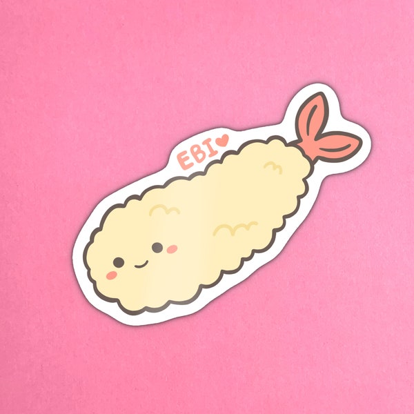 Ebi Shrimp Tempura Glossy Sticker - Kawaii, Japanese Food, Laptop Decal, Waterproof, Hydroflask