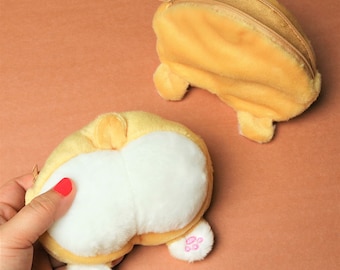 Corgi Butt Plush Coin Purse - Small Pouch, Makeup Organizer, Kawaii, Zipper Bag, Dog Lovers