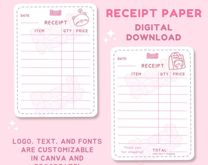 Pink Receipt Memo Pad Cute Retro Shopping Receipt Notepad for ...
