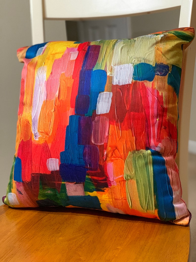Rainbow Art Pillow Rainbow Throw Pillow Rainbow Pillow Etsy