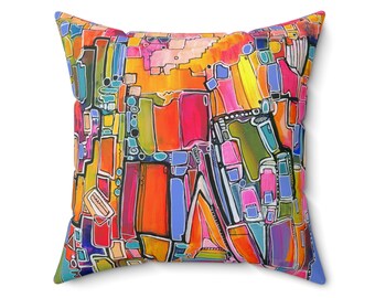 Rainbow Spun Polyester Square Pillow