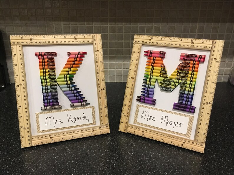 Wood Ruler Frame Unique 8 X 10 Personalized Crayon Initial Image 0