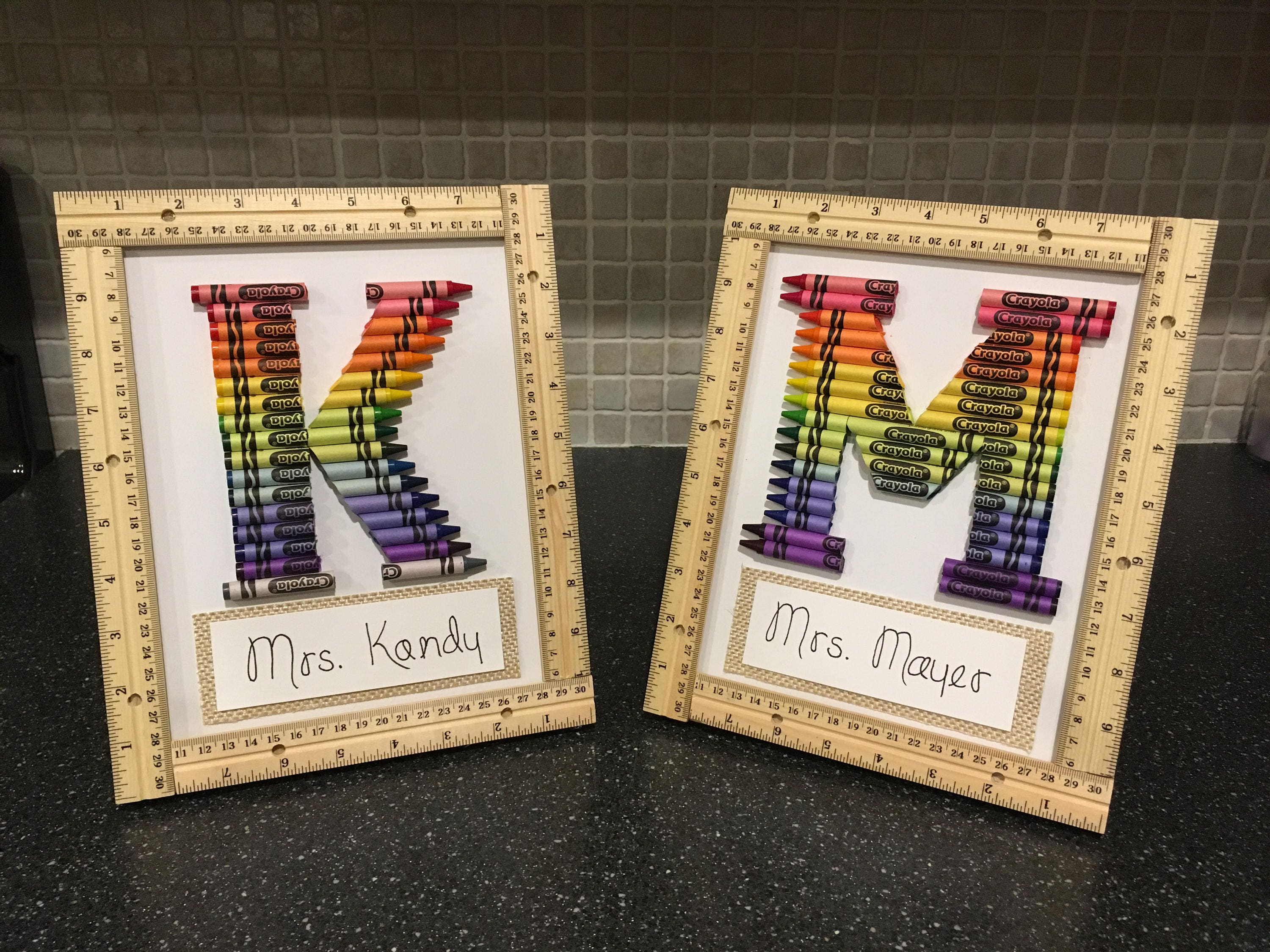 Wood Ruler Frame Unique 8 X 10 Personalized Crayon Initial 50
