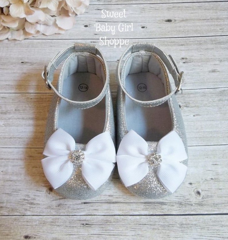 baby girl silver glitter shoes