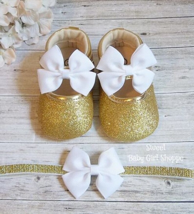 gold glitter baby shoes