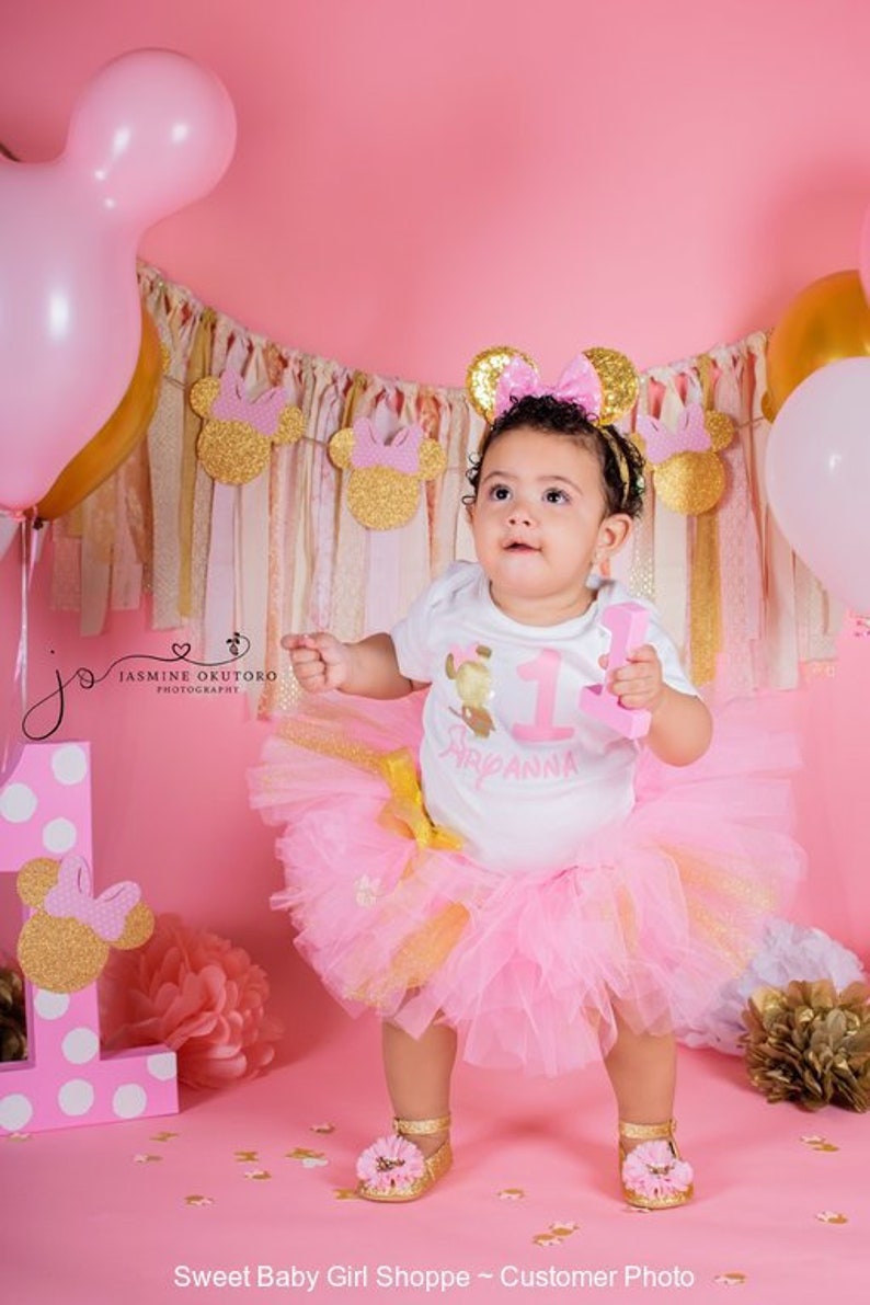 Pink and Gold Minnie Mouse 1st Birthday Outfit Pink and Gold Etsy