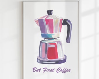 Espresso maker poster, digital painting,