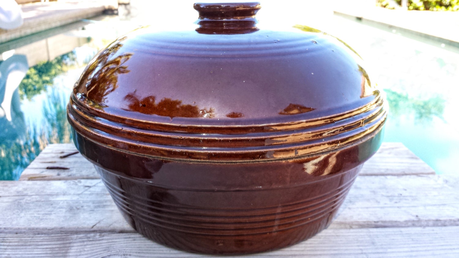 Vintage Brown Glazed Stoneware Baking Dish Dutch Oven Etsy