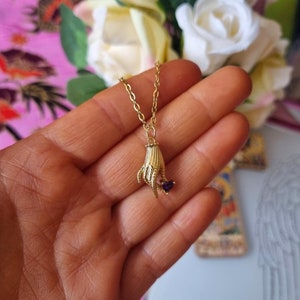 18kt Vergoldete Hand Halskette - Die Hand Gottes Halskette - Masonic Hand Halskette - Pointed Finger Halskette - Gold Vintage Hand Halskette
