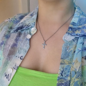 Silver Cross Necklace - NON TARNISH - Gothic Stainless Steel Cross - Gothic Crucifix Necklace - 90s Cross Necklace - Christian Necklace