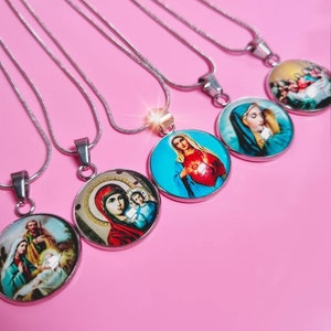 Christian Necklace - Virgin Mary Necklace - Catholic Necklace - Orthodox Necklace - Immaculate Heart of Mary - The Last Supper