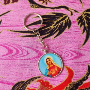 Jungfrau Maria Schlüsselanhänger - Mercy Heart Mary - Katholischer Schlüsselanhänger - Sacred Heart Schlüsselanhänger - Katholisches Geschenk - Taufgeschenk - Mutter Schlüsselanhänger