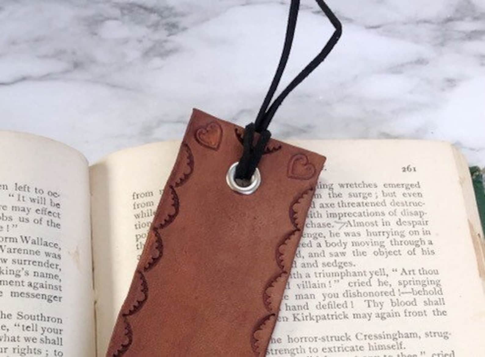Large Personalized Bookmark Leather Bookmark Handmade Tooled Etsy