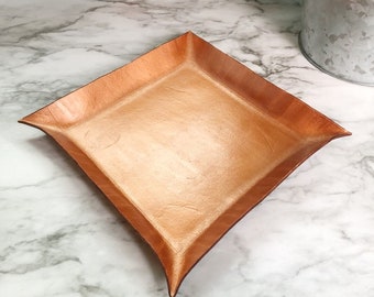 Custom Made Square Catch All Dish, Premium Leather Jewelry Tray, Vanity Tray, Catch All Home Decor, Gift For Women, Gift For Men