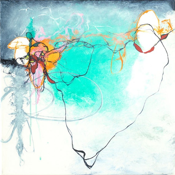 square blue abstract expressionism oil painting Signals Oil Art ...