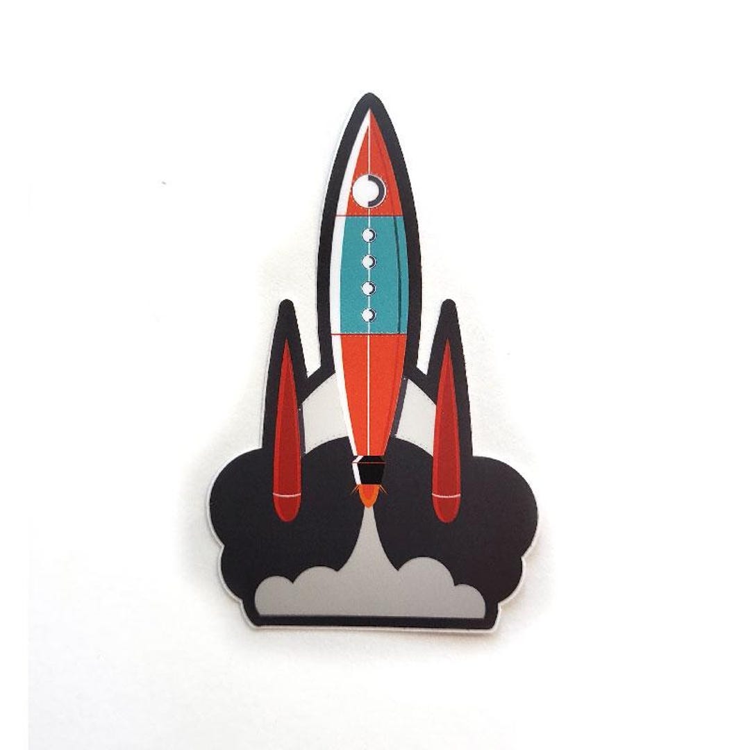 Sticker - Retro Space Age Rocket - Etsy