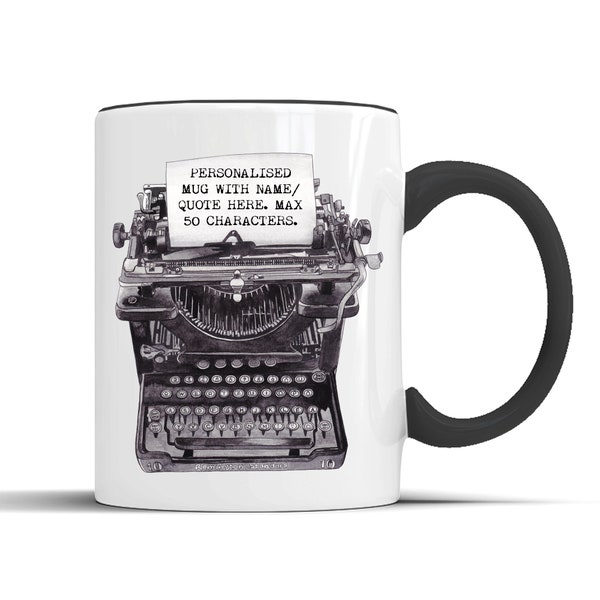 Personalized Typewriter Ceramic Mug, 11oz - Typewriter Gift - Typewriter Coffee Mug - Writer Editor Author Mug (70.00.03)