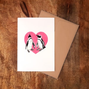 Carte Saint-Valentin - A6 - Carte anniversaire - Carte mariage - pingouin love - Carte anniversaire - Anniversaire - Carte anniversaire - Carte pour ami (21.00.23)