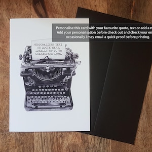 Biglietto d'auguri personalizzato, A6, Biglietto macchina da scrivere, Biglietto macchina da scrivere vintage (rif: 21.00.03)