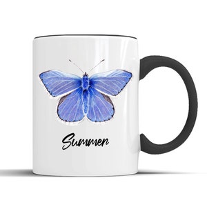 Common Blue Butterfly Coffee Mug - Butterfly Mug - Personalised Butterfly Coffee Mug - Butterflies Gift (70.01.04)