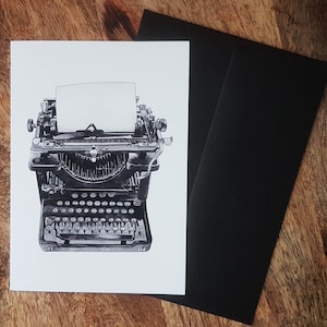 Carte de machine à écrire, A6, carte de machine à écrire vintage, cadeau pour éditeur, auteur ou écrivain (réf: 21.00.01)