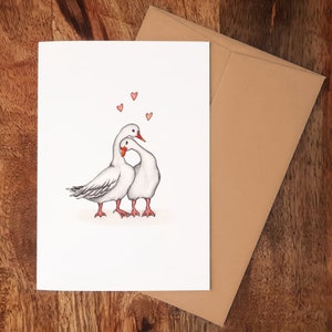 Ducks in love Card - A6 - Romantic Card - Valentines Card - Duck Anniversary Card - Cute card - Love card (21.00.09)