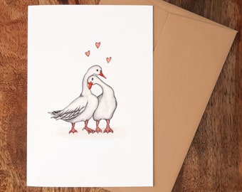 Ducks in love Card - A6 - Romantic Card - Valentines Card - Duck Anniversary Card - Cute card - Love card (21.00.09)