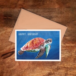 Happy birthday Turtle Greeting card - A6 - Happy Birthday Card - Turtle card - watercolour turtle  (21.00.36)