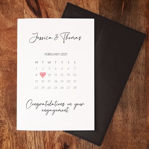 Tarjeta de compromiso personalizada -A6 - Tarjeta de boda - Tarjeta de calendario de compromiso - Tarjeta de compromiso de calendario (21.00.12)