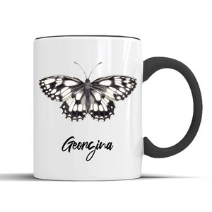 Marbled White Butterfly Coffee Mug - Butterfly Mug - Personalised Butterfly Coffee Mug - Butterflies Gift (70.01.06)