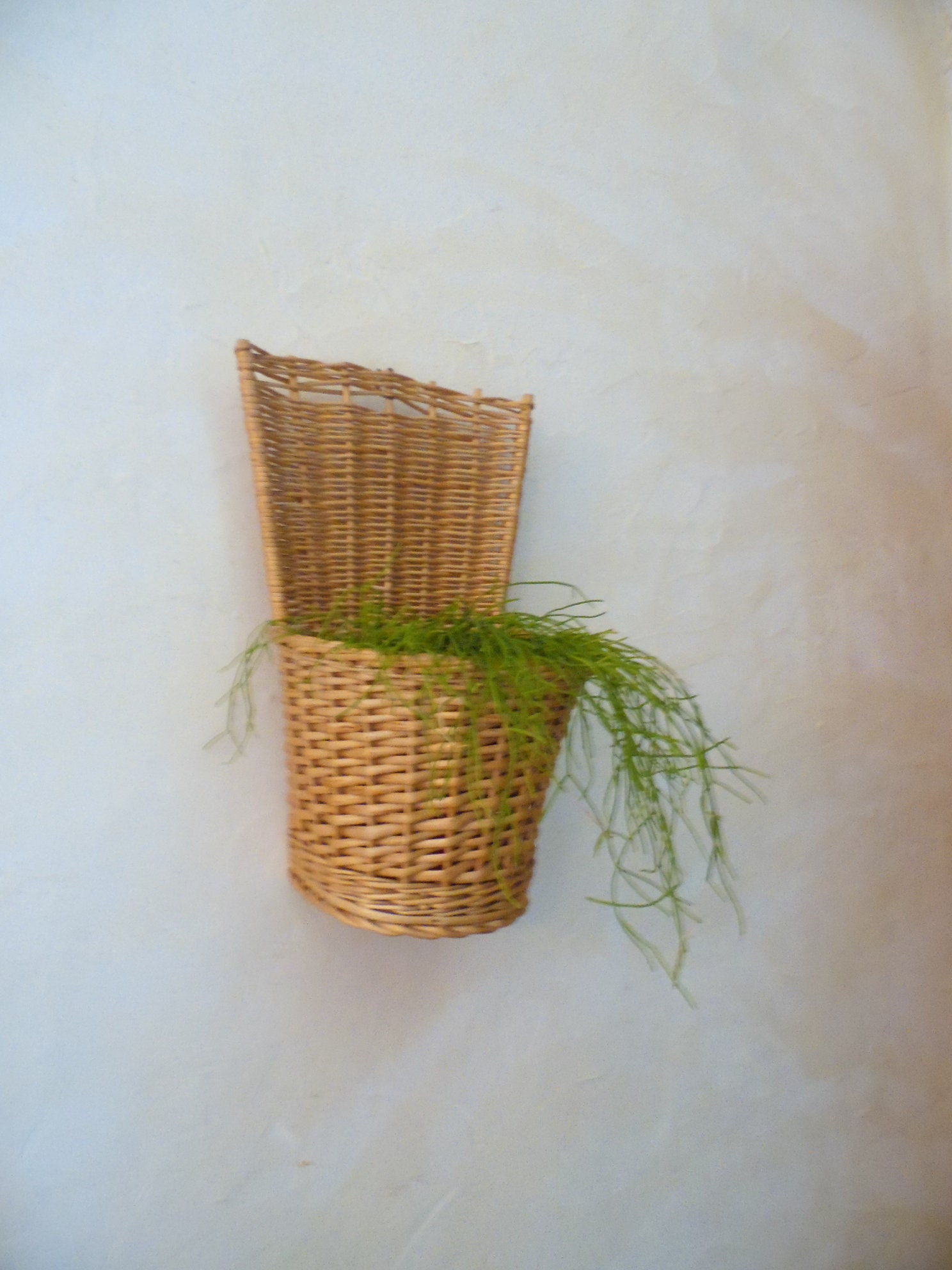 Porte Plante Suspendu en Osier Naturel Tresse, Couleur Miel, Deco Vintage 60's, Boheme, Slow Life, H