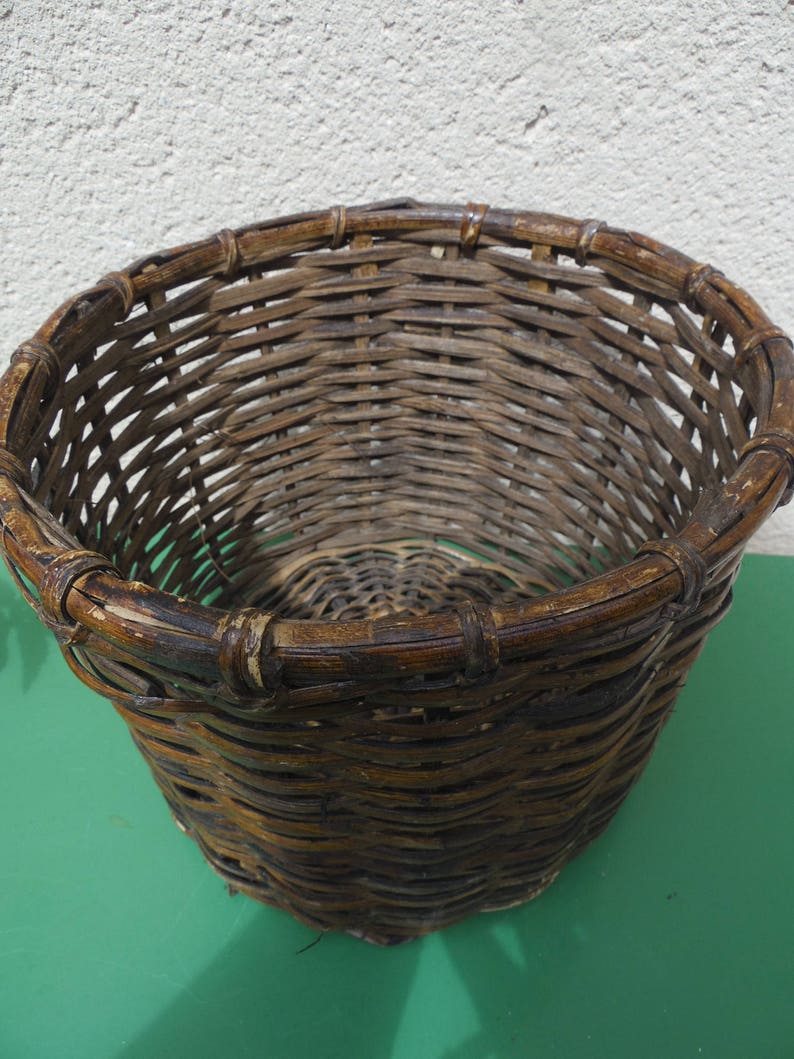 Ancien Cache pot en osier trésse pot en osier couleur Etsy France