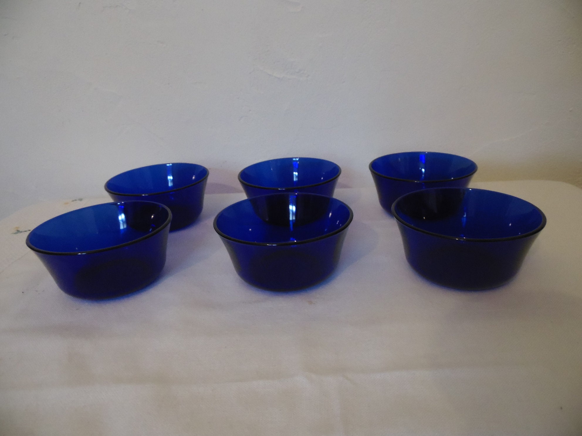 Ensemble de 6 Ramequins en Verre Transparent Couleur Bleu Cobalt , Marque Duralex Made in France, De