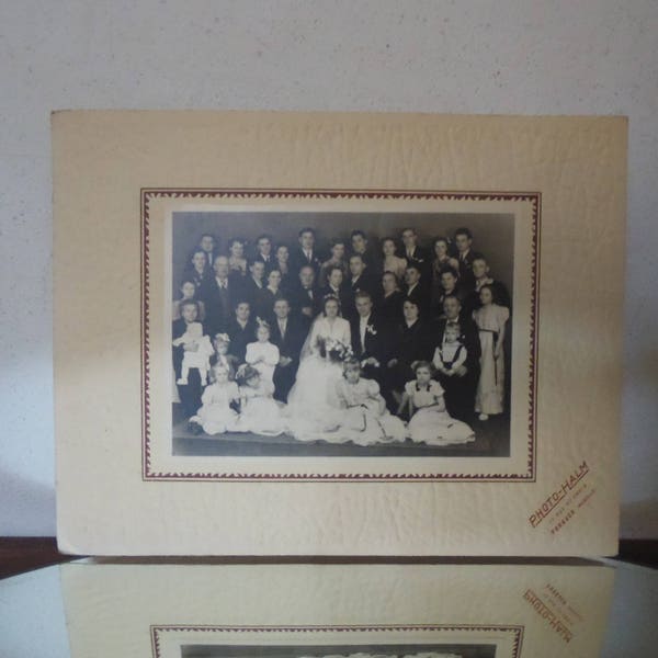 Old wedding photo 1940/1950 France,black and white French family photo,anonymous, french wedding, retro deco, vintage,