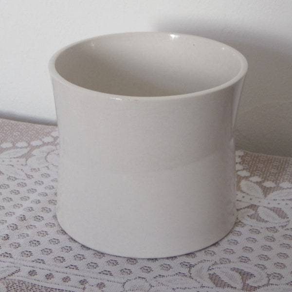 Cache pot ceramique blanc forme diabolo, Ikea vintage 2000, deco minimaliste, hygge