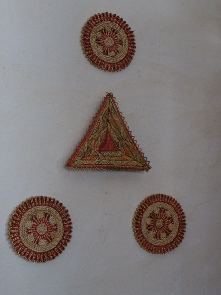 Assortiment Panier et Dessous de Plat Pour Deco Murale, Paille, Couleur Naturelle, Rose, Rouge, Bohe