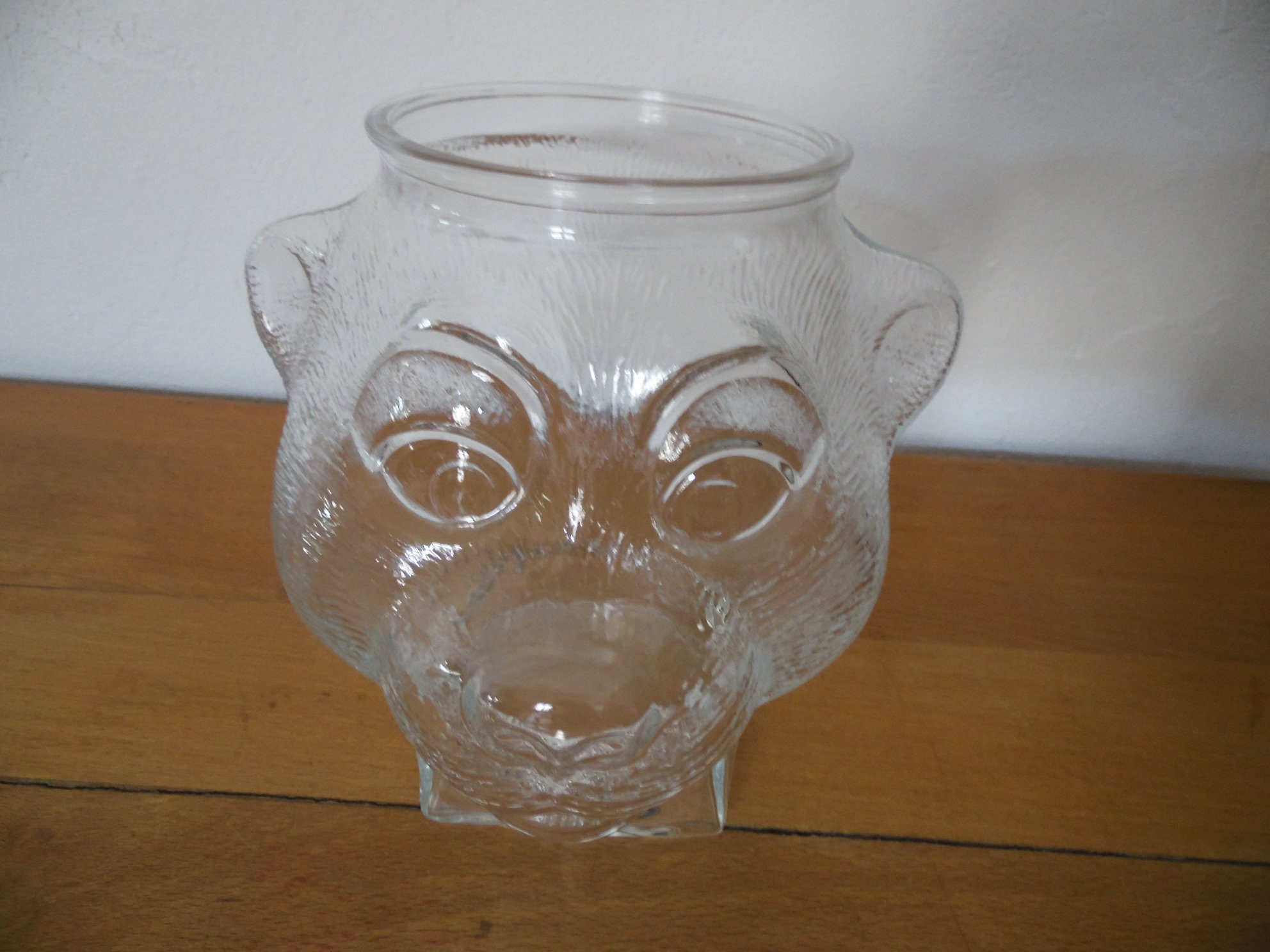 Tete d'ours en Verre Transparent, Pot A Bonbons Tete d'ours, Vase Forme Deco Vintage , Pot Zoomorphe