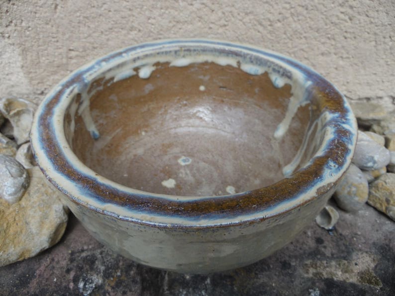 stoneware glazed beige planter pot decor France, Old pottery vintage deco vintage kinfolk nature